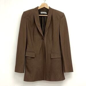 Emporio Armani 100% Linen Single Button Long Blazer Structured Italy - EU 42